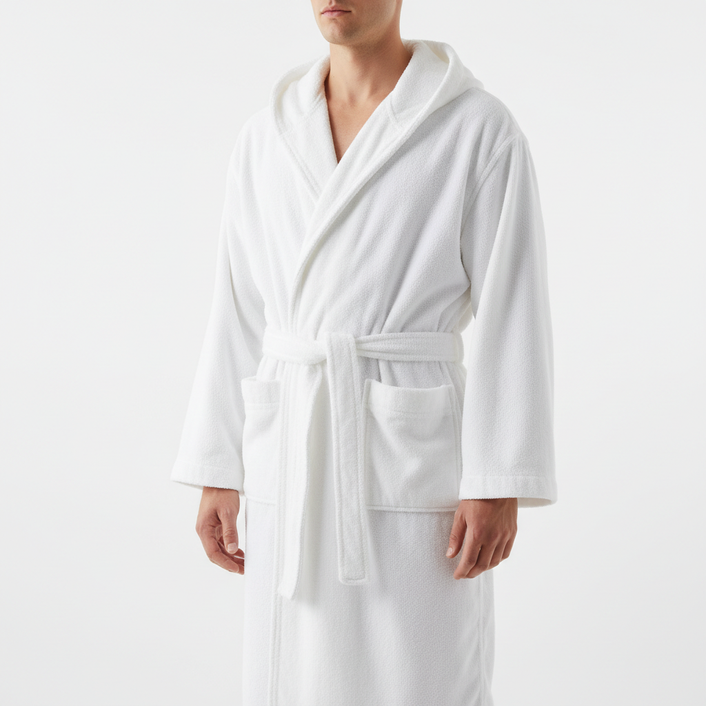 Халат с капюшоном белый