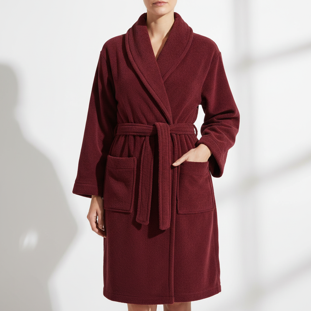Махровый халат бордовый